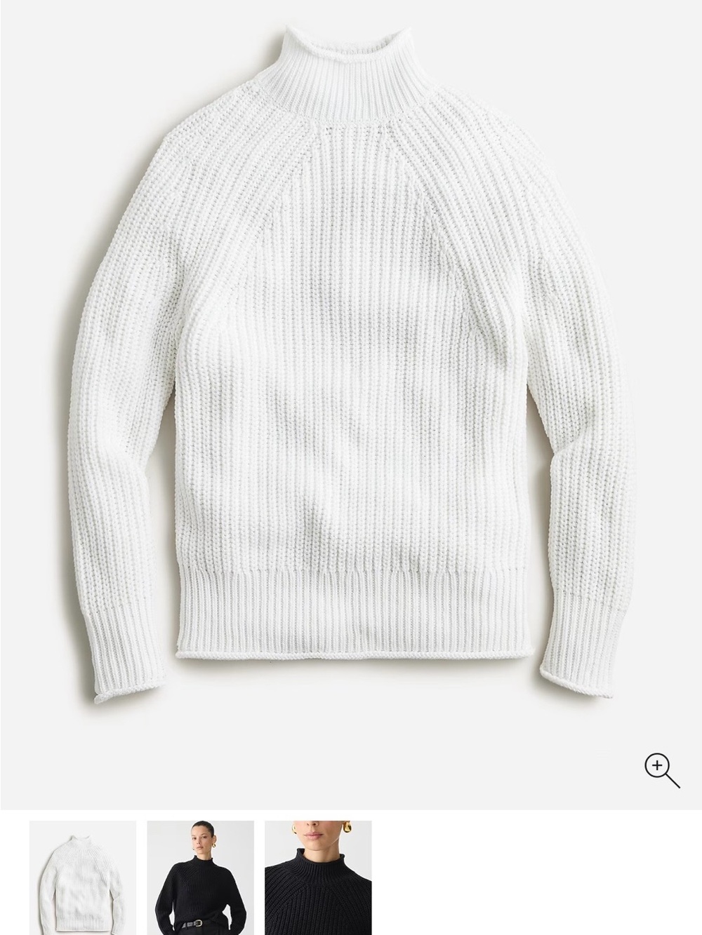 J. Crew White Relaxed Rollneck Sweater
